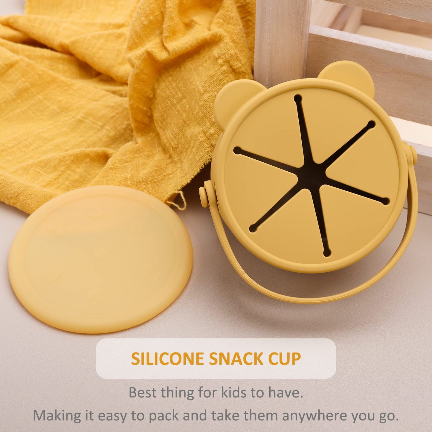 Dilovely Snack Cups For Toddlers, Silicone Toddler Snack Containers, Baby Treat Catcher With Dustproof Lid 2 Pack Dishwasher Saf