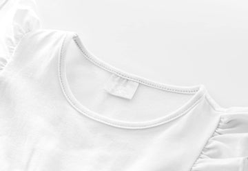 Lyxiof Girls Tutu Dress Casual Tulle Summer Solid Color Ruffle Sleeve Dress White 120Cm