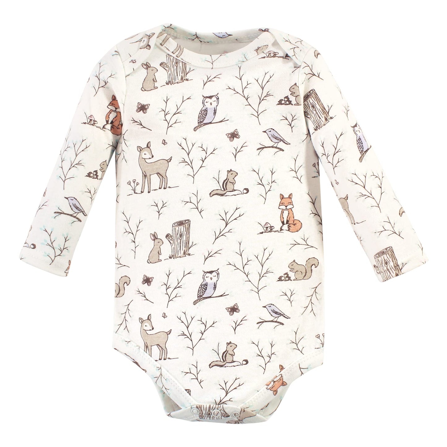 Hudson Baby Unisex Baby Cotton Long-Sleeve Bodysuits, Enchanted Forest Dream, 0-3 Months