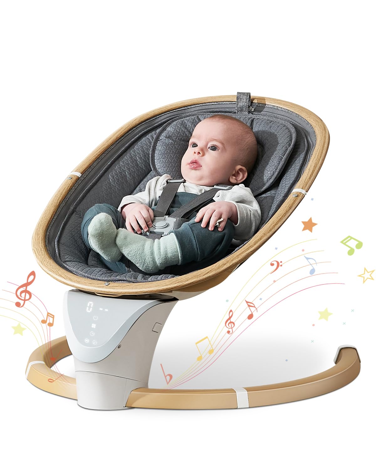 Baby Swings For Infants, Baby Swing For Newborns Boys Girls With 5 Swing Speeds Timing Function & Music, Portable Infant Swing