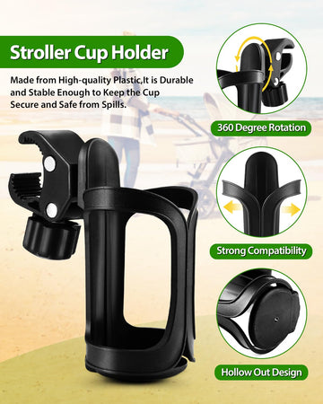 2 Pack Stroller Drink Holders, Universal Cup And Bottle Holder For Trolleys, Walkers And Bikes