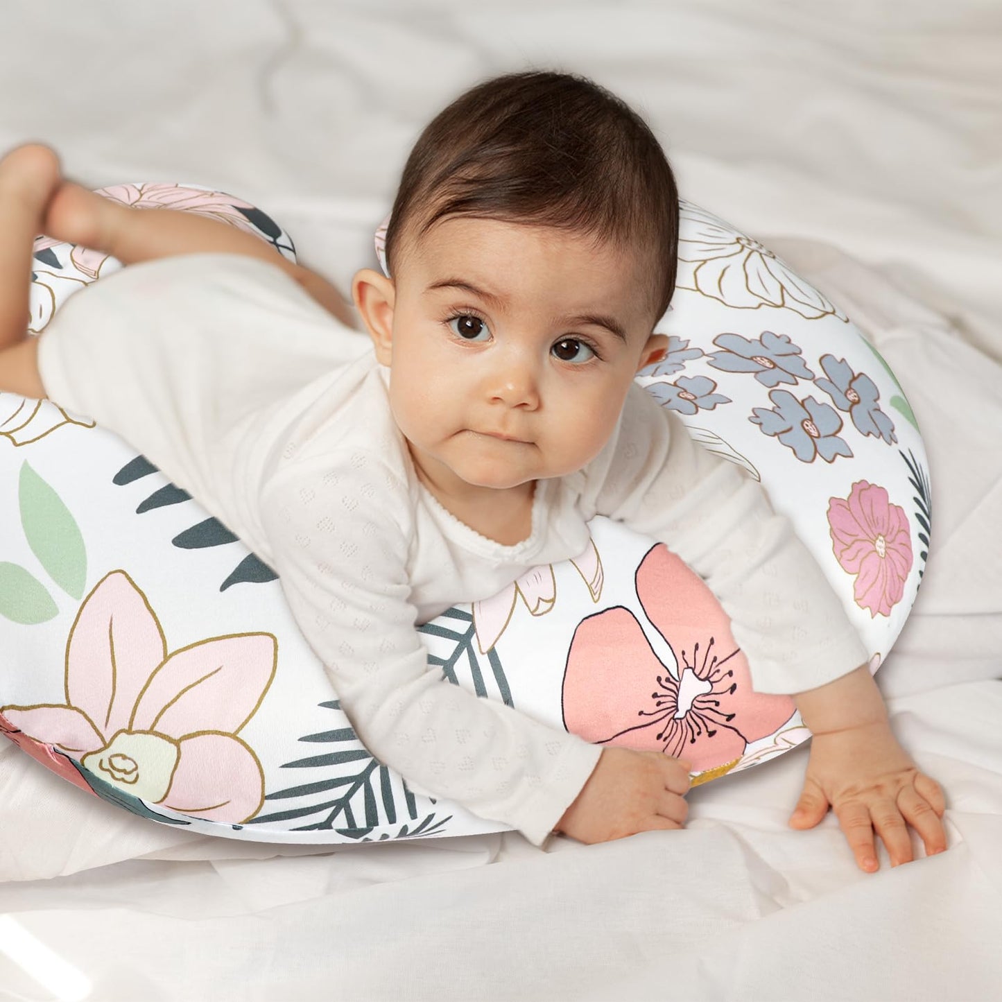 Hnhuaming Nursing Pillow Cover For Baby Girls Boys, Breastfeeding Pillow Cover, Stretchy Removable Feeding Pillow Case For Newbo