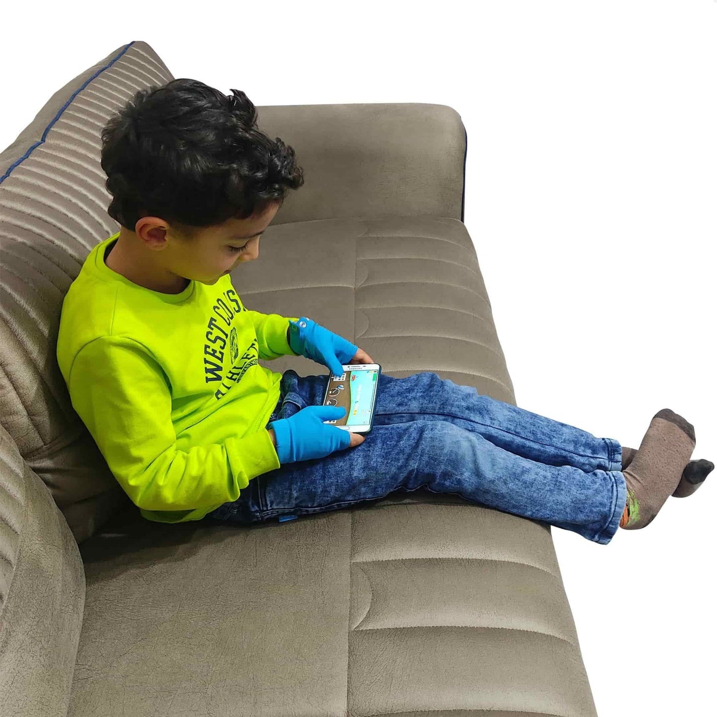 Offa Thumb Sucking Stop For Kids (Ages 3-6) - Kit Includes 2 Thumb Sucking Deterrent Gloves (Blue) & Guide Booklet