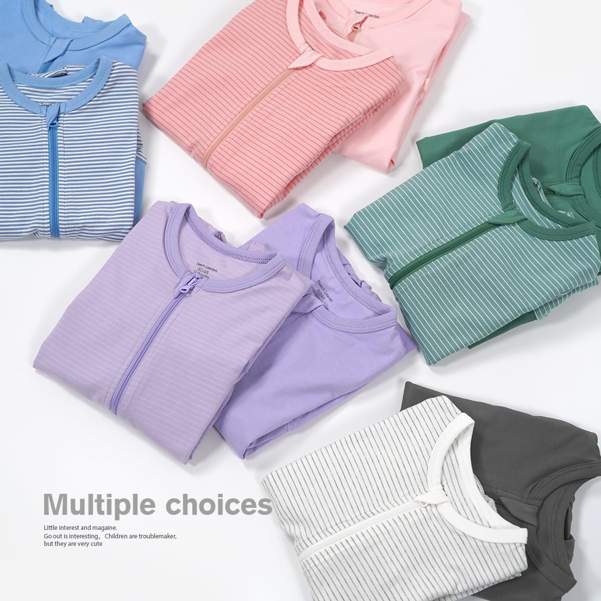 Teach Leanbh Baby Boys Girls 2-Pack Footless Pajamas Cotton 2 Way Zipper Long Sleeve Romper Jumpsuit Sleep And Play (Green+Strip