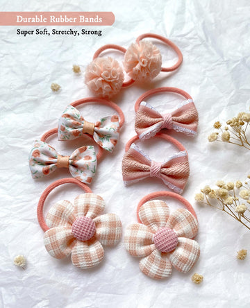 Boutique Baby Girl Hair Ties With Flowers, 28 Pcs Hair Bow Ties For Toddler Girls, Elastics Ponytail Holders Pigtails Rubber Ban