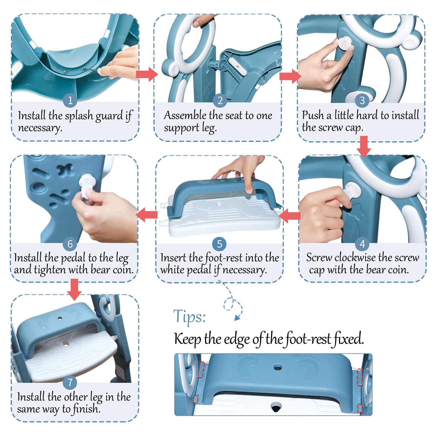 Growthpic Toddler Toilet Seat With Step Stool Ladder For Boy And Girl Baby, Potty Training Seat Kid'S Toilet Trainer With Splash