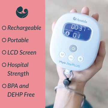 Ameda Mya Joy Plus Electric Breast Pump + Breast Pump Bag & Breast Milk Cooler Bag | Rechargeable | Portable Breast Pump Hands F