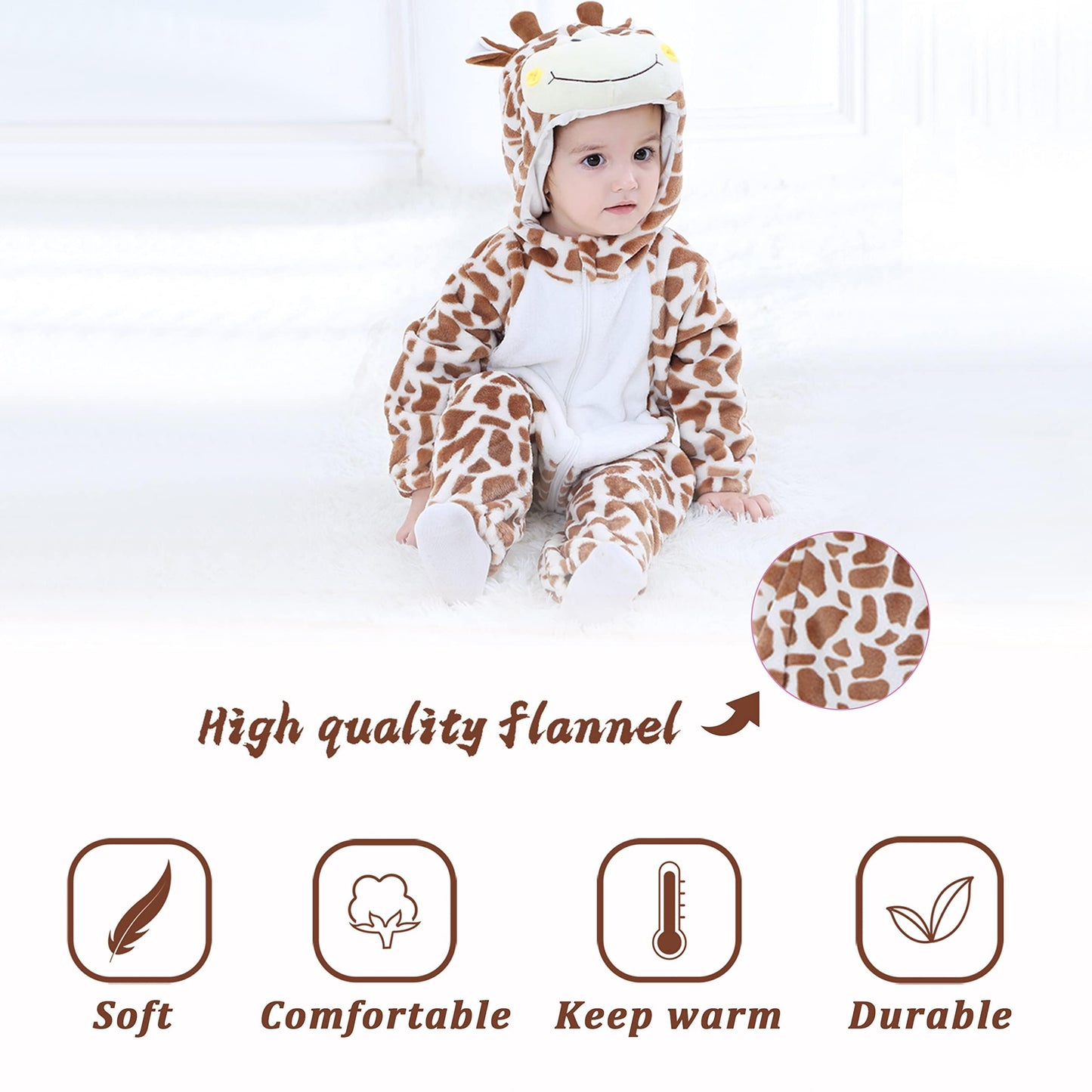 Tonwhar Infant And Toddler Halloween Cosplay Costume Kids' Animal Outfit Snowsuit(18-24 Months,Giraffe)