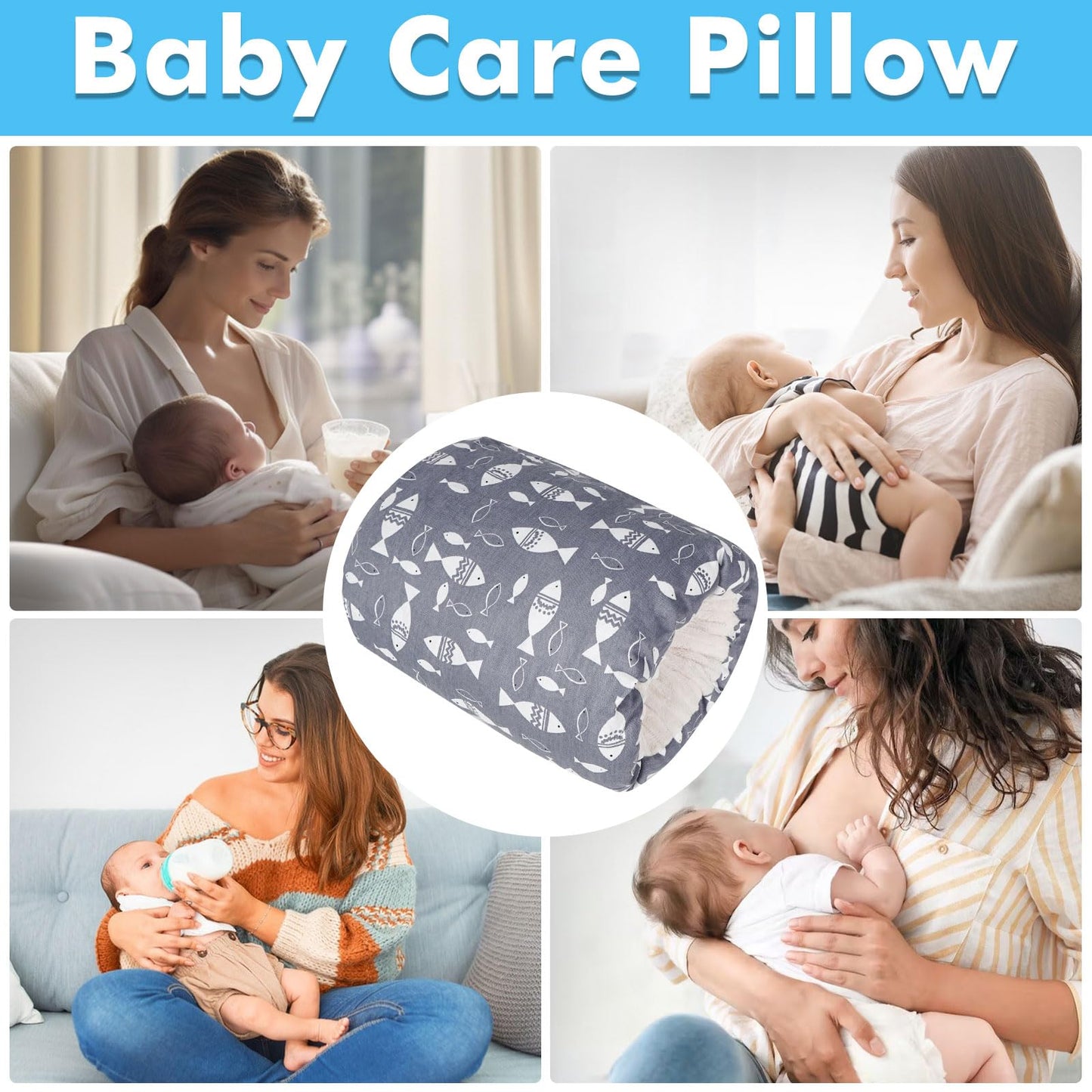 Povkufii Baby Nursing Arm Breastfeeding Pillow Adjustable Nursing Pillow Soft Nursing Arm Pillow Baby Feeding Pillow(Grey Little