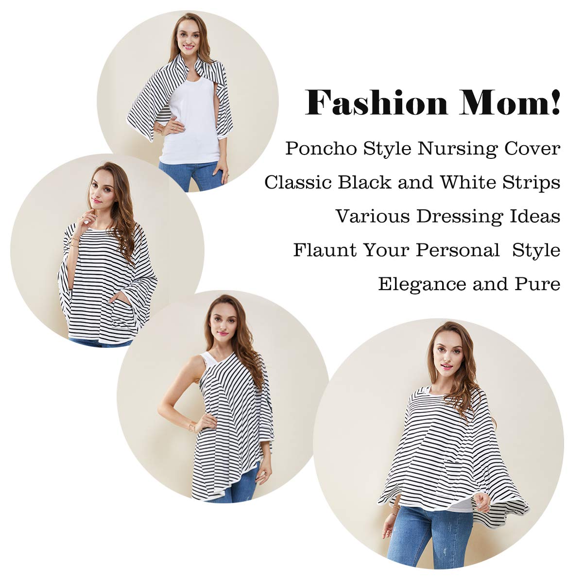 Baby Nursing Cover & Nursing Poncho - Multi Use Cover For Baby Car Seat Canopy, Shopping Cart Cover, Stroller Cover, 360 Full Pr