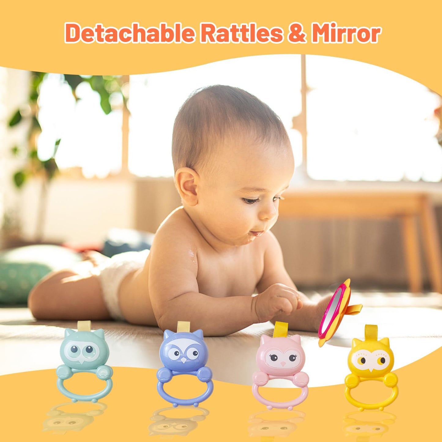 Baby Gym Play Mat & Baby Walker, Baby Activity Center With Music And Light, Tummy Time Mat, Push Toys For Toddler, Detachable Pl