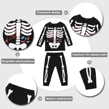 Little Fancy Kids Unisex Boys Girls Kids Skeleton Costume Outfit Pants Set (5T) Black
