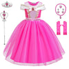 Princess Dress Aurora Costume Girls Costumes Birthday Party Halloween Dress Up For Girls 7-8Years(140Cm,Q99)