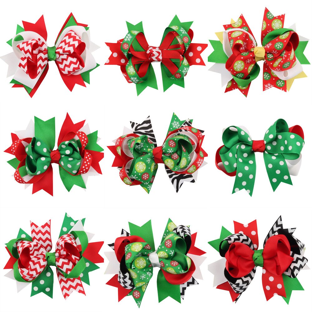 Himine 9Pcs Halloween Christmas Cartoon Bowknot Hairpin Accessories For Girls (Christmas)