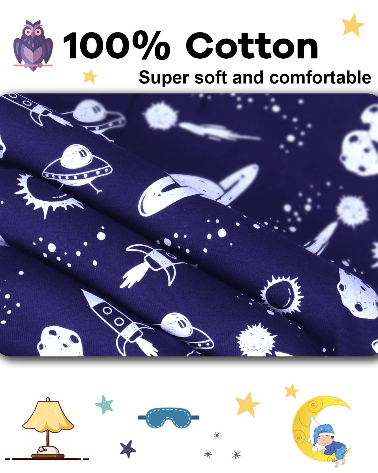 Daughter Queen Boys Pajamas 18-24 Months Summer Pjs Space Pj Sets Baby Toddler Cotton Short Sleeve Sleepwear Astronaut Jammies S