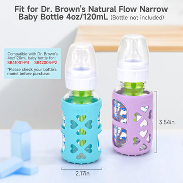 Morlike 4 Pack Silicone Sleeves Fit For 4 Oz/120 Ml Dr. Brown'S Natural Narrow Glass Baby Bottle, 100% Silicone Covers Protect G