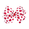Wee Ones Girls' Valentines Day Grosgrain Hair Bow On Weestay No-Slip Clip, Valentine Heart Print, King, White