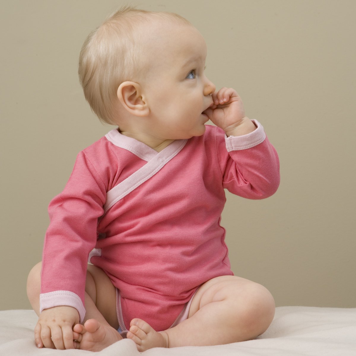 Babysoy Baby Girls Kimono Bodysuit A, Blossom, 3-6 Months
