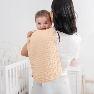 Comfy Cubs Muslin Burp Cloths 20' X 10', Pack Of 10 - Large, 6-Layer, Ultra Absorbent 100% Cotton For Baby Drool And Messes -