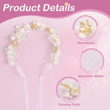 Papoopy Flower Girl Headpiece Hair Accessories For Wedding, First Communion