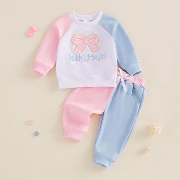 Ayalinggo Toddler Baby Girl Valentines Outfit Love Heart Shirt Long Sleeve Sweatshirt Casual Pants Valentines Day Clothes (Blue