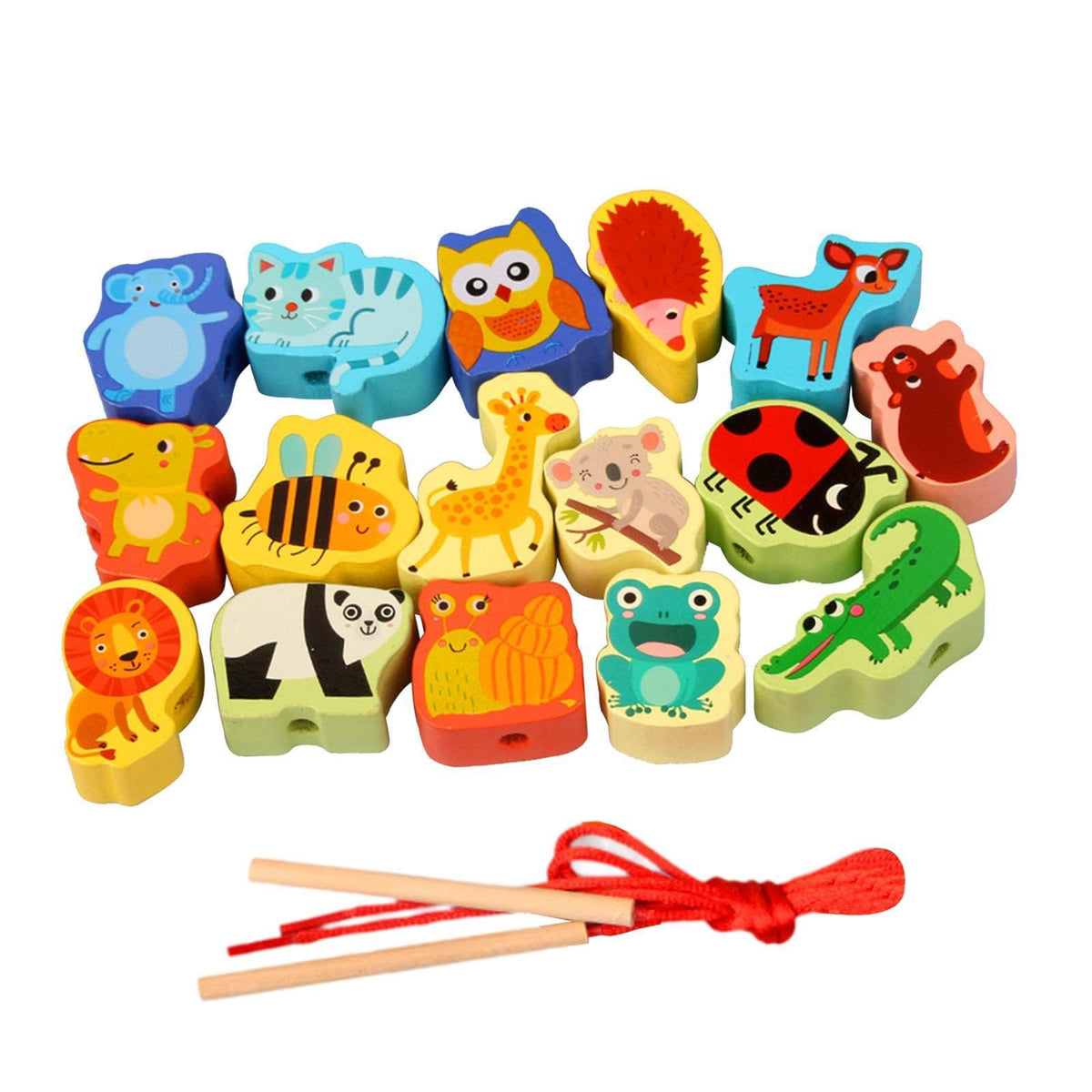 ATORSE Wooden Bead Threading Toy Gifts Wooden Lacing Toy for Children Kids Toddlers Animal|Baby|Toys for Baby|Developmental Baby