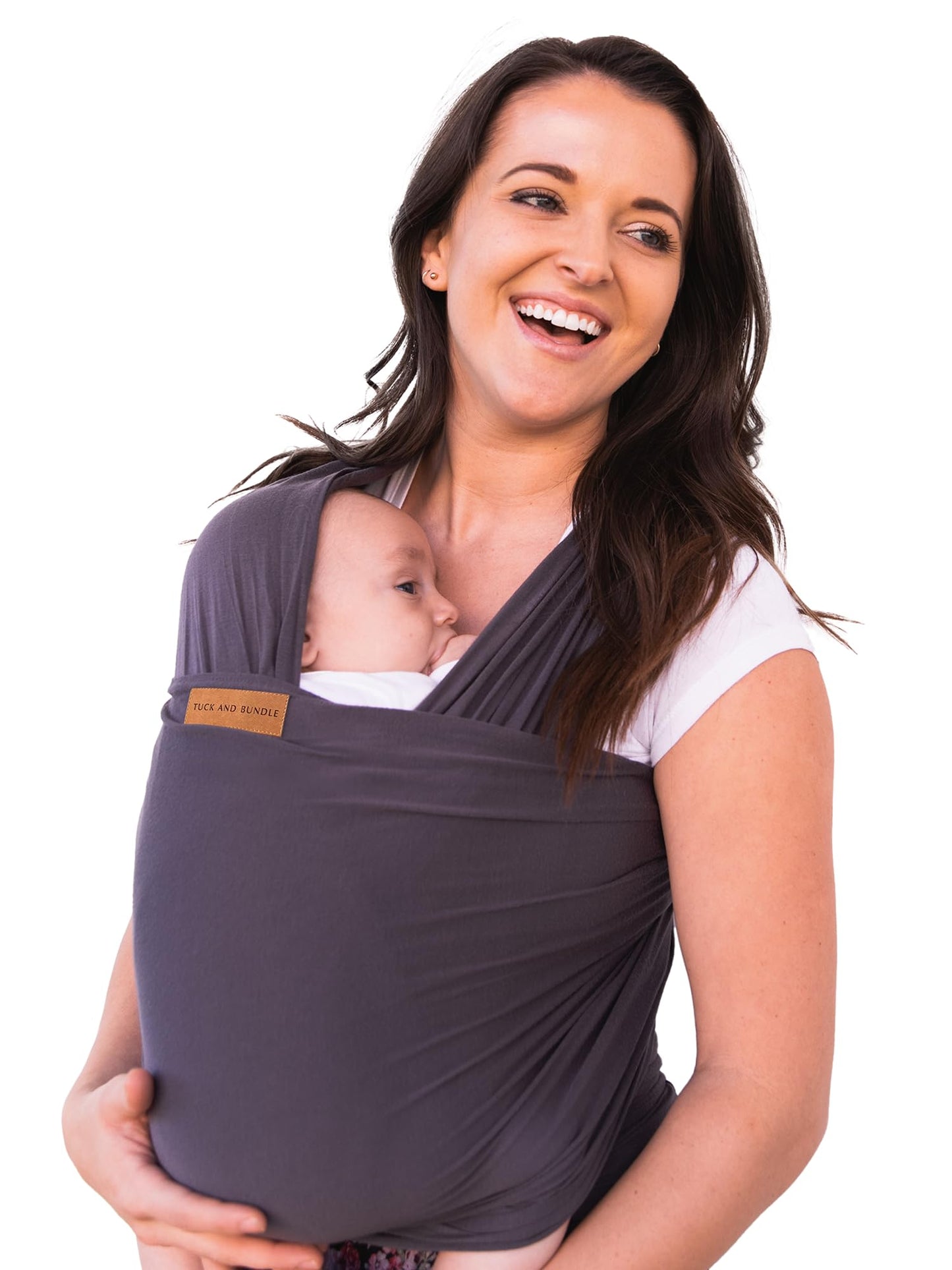 Tuck and Bundle Ezra Baby Wrap - Lightweight Baby Carrier - Slate Grey - Best Baby Wrap for Newborns 0-18 Months - 100% Tencel M