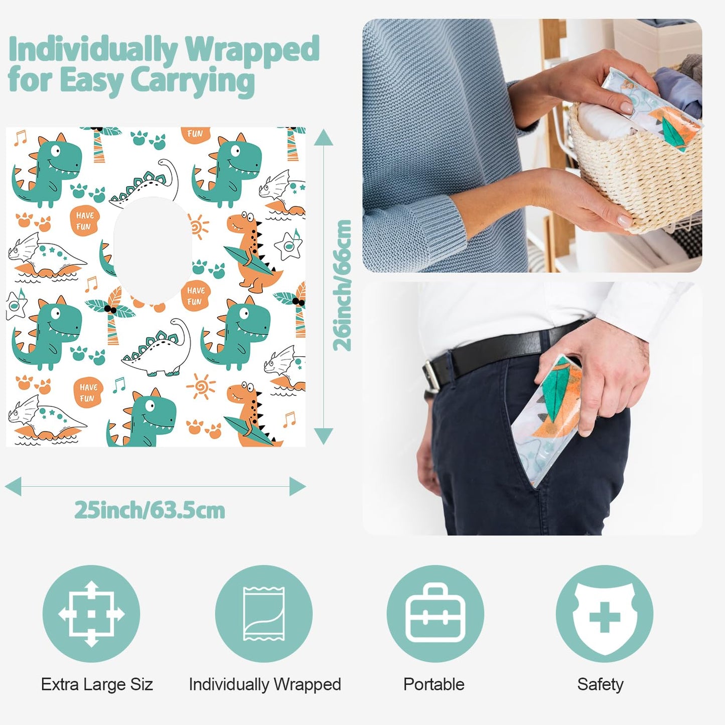 Hongteya Toilet Seat Covers, 20 Pcs Extra Large Individually Wrapped Waterproof Disposable Toilet Seat Cover For Toddler Potty T