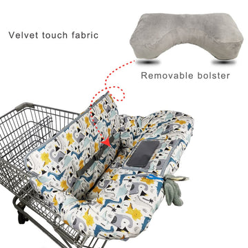 Shopping Cart Cover For Baby/Toddler With Pillow, Cozy High Chair Cover, Removable Bolster Positioner, Dinosaur
