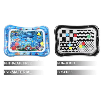 Pandaear 2 Pack Water Play Mat For Babies Floor, Inflatable Water Tummy Time Mat 0 3 6 12 Months, Water Pad Baby Sensory Mat, Ba