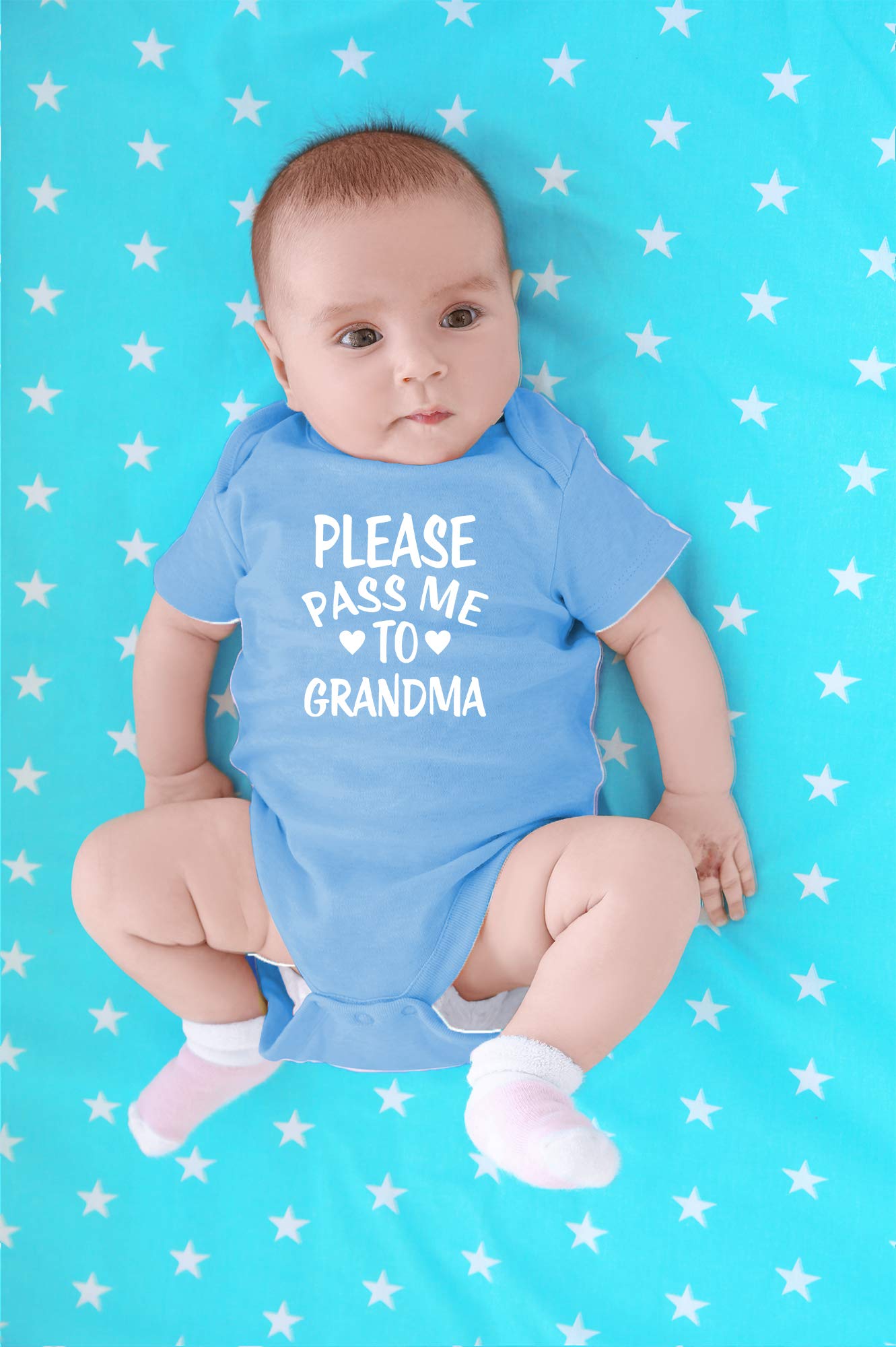 Cbtwear Please Pass Me To Grandma Baby Bodysuit Funny Infant Outfit Cute Newborn Clothes Unisex Romper (12 Months, Light Blue)