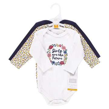 Hudson Baby Unisex Baby Cotton Long-Sleeve Bodysuits, Girls Are The Future, Preemie