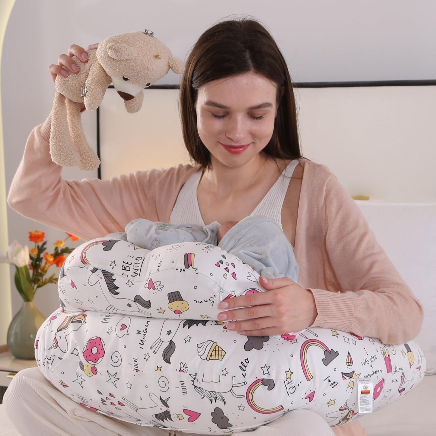 Battop Nursing Pillow For Breastfeeding,With Removable Covers,Plussize Breastfeeding Pillows For Mom,Bottle Feeding,Extra Pillow