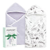 Momcozy Baby Hooded Towel-Made From Cotton, Suitable For Newborn Shower Gifts, 2 Count (Pack Of 1), 28 X 28 Inch, Ink Wash Leave
