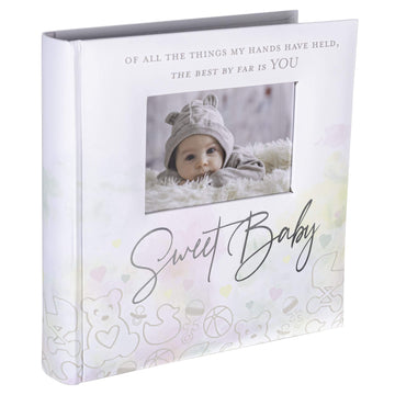 Malden International Designs 2 Up 4X6 Photo Album With Memo Writing Area Sweet Baby Watercolor Cover Book Bound White