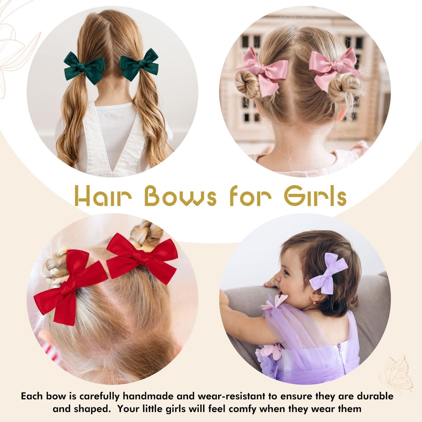 Oaoleer Baby Hair Clips, 40Pcs Satin Hair Bows For Girls Toddler Babies Kids Baby, Non Slip Tiny Hair Accessories For Infants To