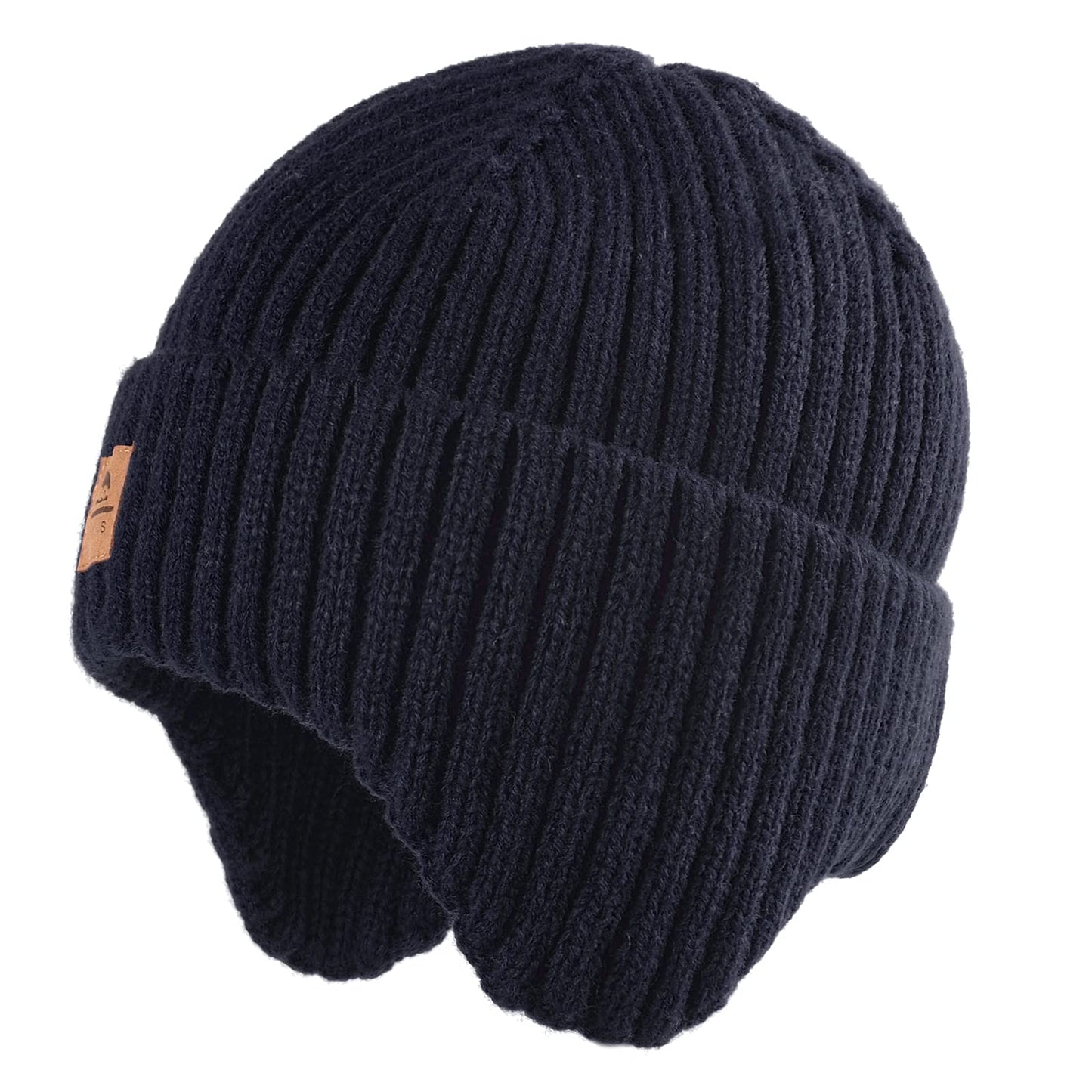 Baby Beanie Fleece Lined Toddler Winter Hat With Ear Flaps Little Girls Boys Warm Hats Cute Beanies For Kids Navy