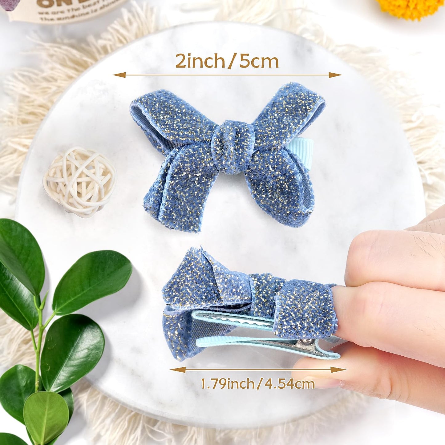 Baby Hair Clips,10Pcs 2' Fully Lined Hair Bow Clips For Babies, Hair Bows Cotton Hair Accessories For Baby,Toddlers, And Little