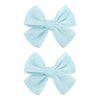 YanJie 2PCS Lace Hair Bow Clips 4 Light Blue Alligator Barrettes Bows with Rhinestone Baby Girl Hair Accessories for Infant Todd