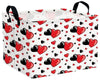 BOOHIT Valentines Day Basket for Kids Heart Shaped Empty Storage Bins for Gifts with Handles Room Decor (Red Black Double Love)