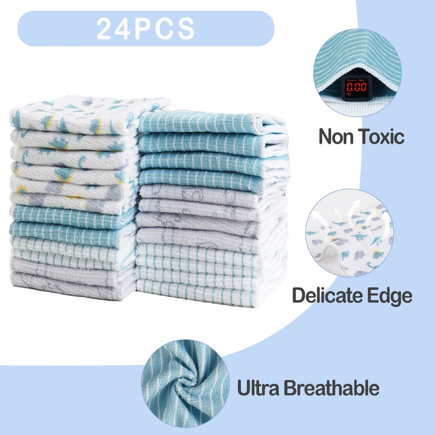 Viviland Baby Washcloths, 24Pack Baby Wash Cloths For Newborn, Baby Towels And Infant Bath Face Washcloths For Boys Girls Super