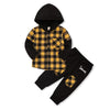 Fuermos Toddler Baby Boys Clothes Winter Flannel Plaid Long Sleeve Hoodie Sweatsuit Pants Outfits Set