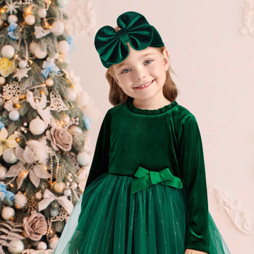 Yanjie Baby Girl Bows Christmas Velvet Baby Headbands Big Baby Bows Wide Head Wrap Hair Accessories For Toddlers Newborn Infants