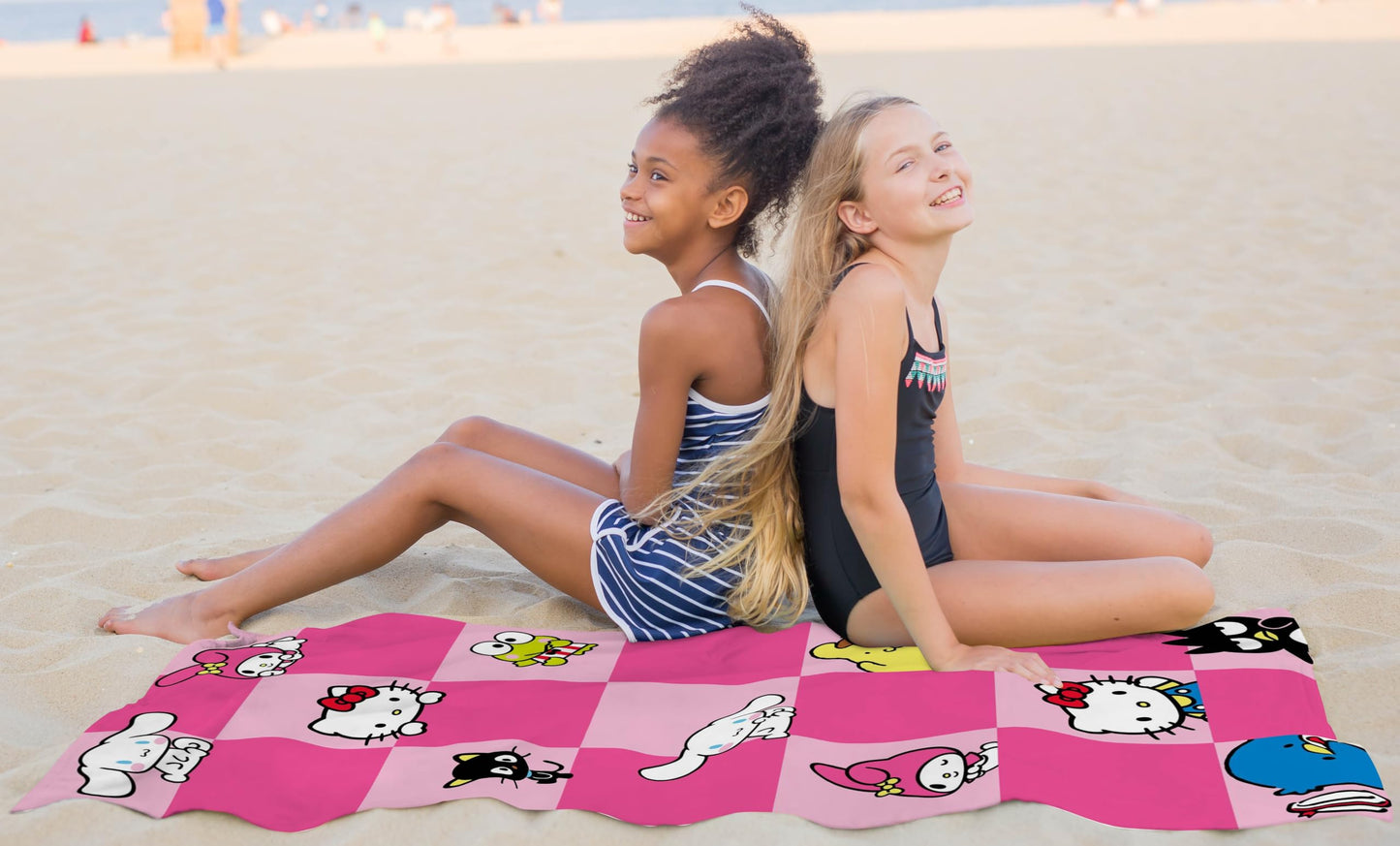 Jay Franco Hello Kitty Bath Pool Beach Towel - Super Soft & Absorbent 100% Cotton Towel With My Melody, Cinnamoroll, And Keroppi