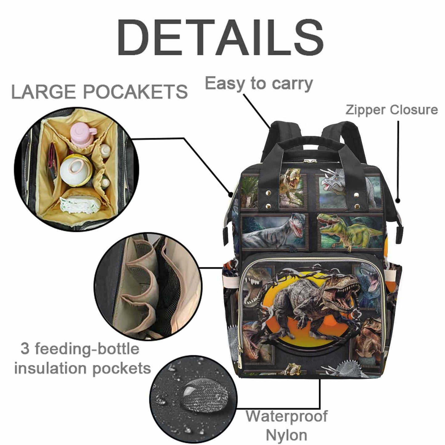 M Yescustom Custom Diaper Bag For Boys - Large Capacity Backpack With Pockets, Animal Personalized Baby Diaper Bags For Dad, Wat