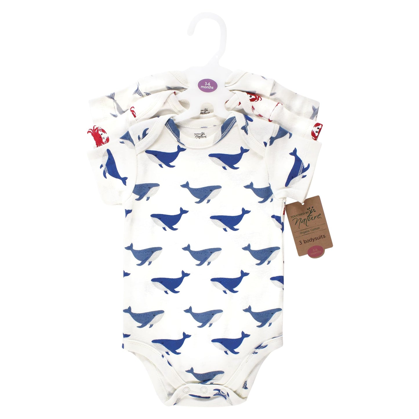 Touched By Nature Unisex Baby Organic Cotton Bodysuits, Mystic Sea Creatures, 12-18 Months