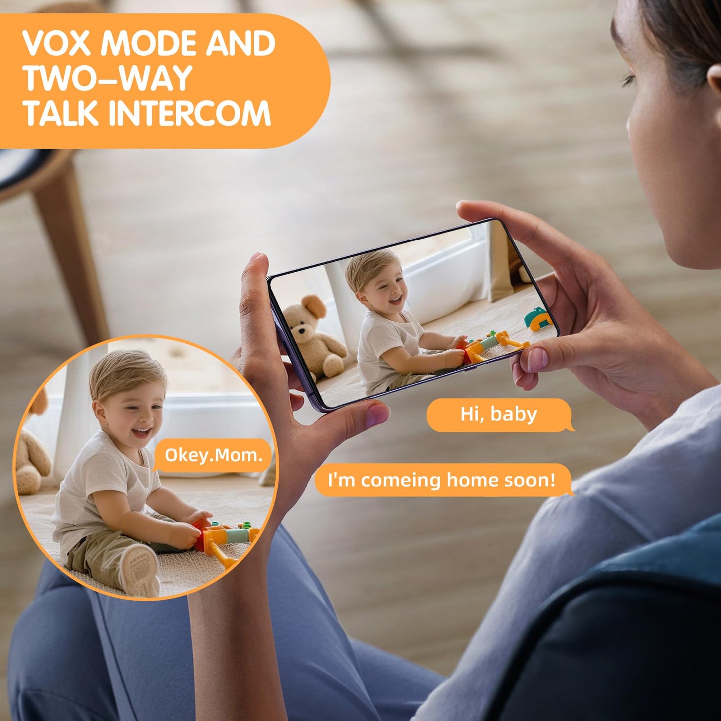 Lnbei Wifi Baby Monitor With Camera And Audio, 5' 1080P Video Baby Monitor, Motion Detection, Hd Night Vision, Remote Ptz, 2-Wa