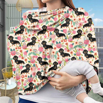 Afpanqz Floral Dachshunds Baby Car Seat Cover Canopy And Nursing Cover Infant Car Canopy Spring Autumn Winter Snug Warm Breathab