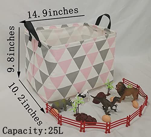 Huayee Rectangular Storage Bin Shelf Basket Canvas Fabric Toy Box,Waterproof Coating Nursery Hamper With Handles,Gift Basket For