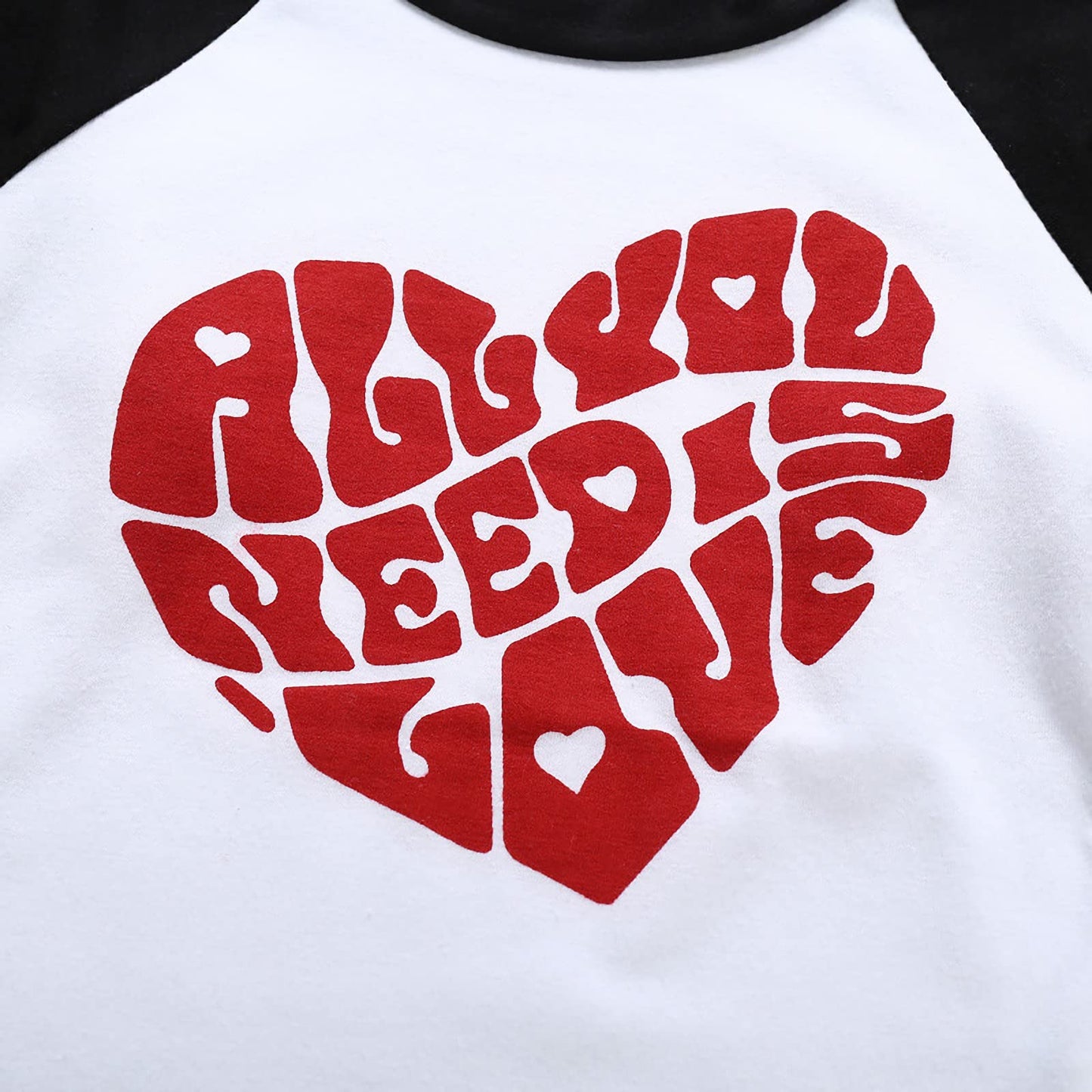 Valentine Shirts Toddler Boys Girls Raglan Long Sleeve Tees Kids All You Need Is Love Heart Graphic Tops 5T